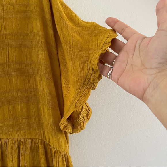 Gold/Mustard baby doll ruffle sleeve blouse empire cut flowy lightweight XL - Picture 5 of 7